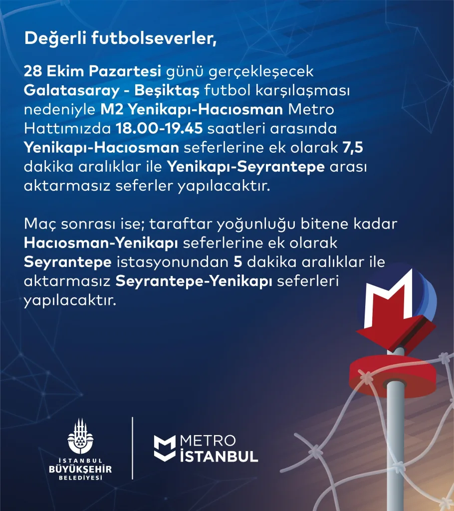 İstanbul Metro’da Derbiye Özel Düzenleme: Maça Gidecekler Dikkat!